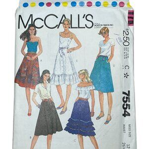 McCall's Sewing Pattern 7554 Flared Skirt w/ Variations 1981 FF Uncut Sz 12